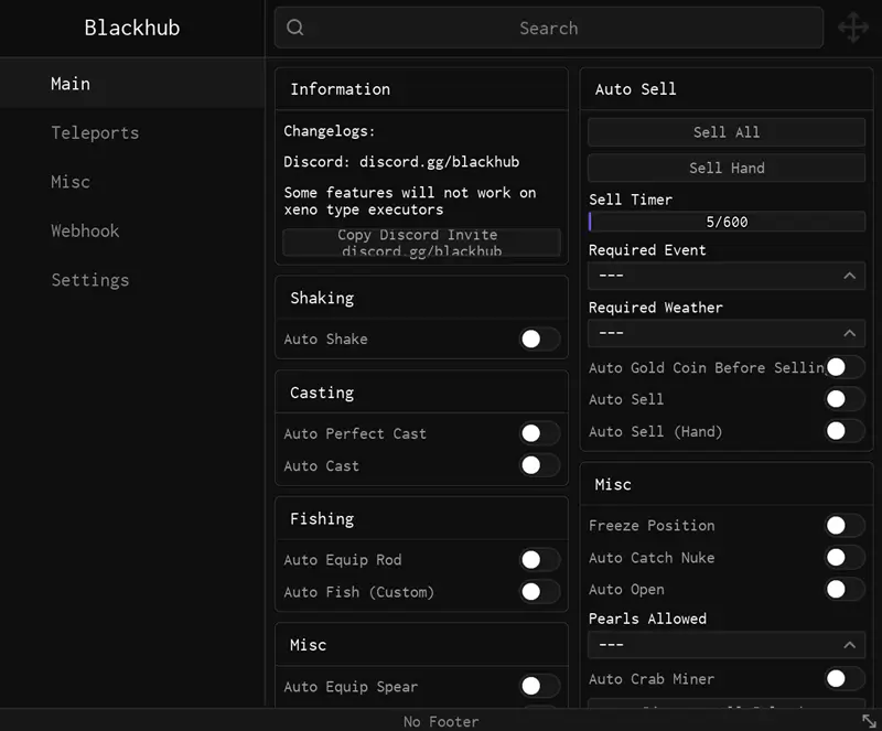 Black Hub Fisch Script - Auto Shake, Auto Fish, Auto Cast
